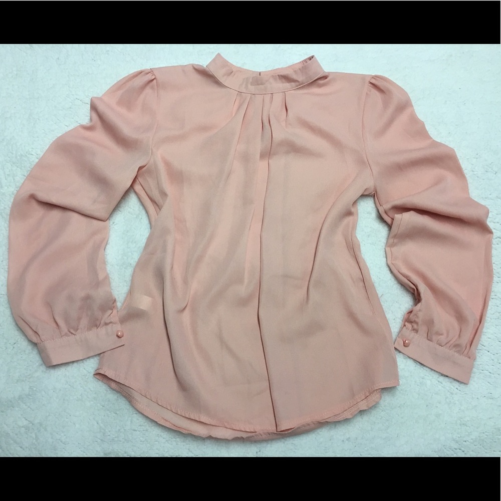 TWO pastel pink button blouses
